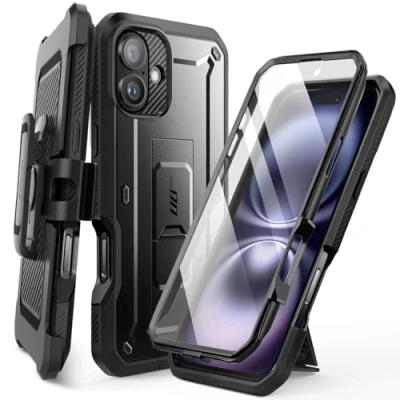 Abbildung von SUPCASE für iPhone 16 Hülle 6.1 Outdoor Handyhülle 360 Grad Case Bumper Schutzhülle Cover [Unicorn Beetle Pro] mit Displayschutz, Ständer und Gürtelclip 2024 (Schwarz)
