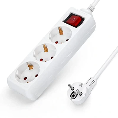Abbildung von Aigostar Steckdosenleiste 3 fach mit Schalter Tischsteckdose Kindersicherung 3g1.0m㎡ 1,5 m Kabel, Weiß