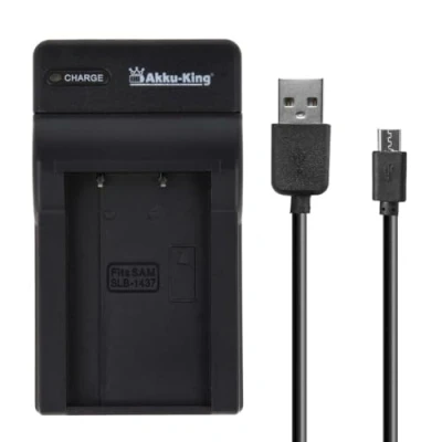 Abbildung von USB Akku Ladegerät kompatibel mit Samsung SLB 1437
