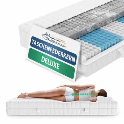 Abbildung von Taschenfederkernmatratze 1000 Federn, 7 Zonen Federkernmatratze, 3D Kaltschaum, Anpassungsfähig, AM Qualitätsmatratzen, 24 cm hoch, 90x200