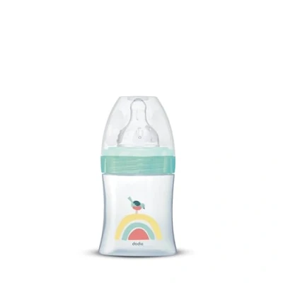 Abbildung von DODIE Anti Kolik Flasche mit runder Brustwarze, 150 ml, 0 6 Monate, Schnuller, 3 Geschwindigkeiten, Flow 1, Blau