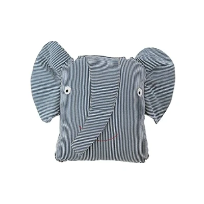 Abbildung von OYOY Kuscheltier Erik Elephant Denim Cushion, Kissen, Blau, 32 x 44 14 cm, aus Bio Baumwolle