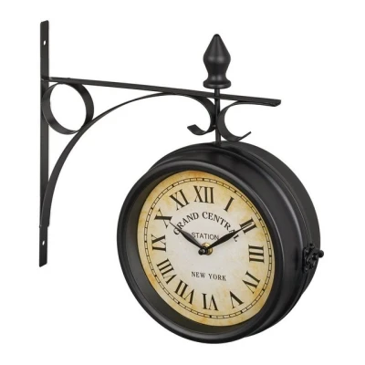 Abbildung von relaxdays Wanduhr Doppelseitige Bahnhofsuhr in Schwarz