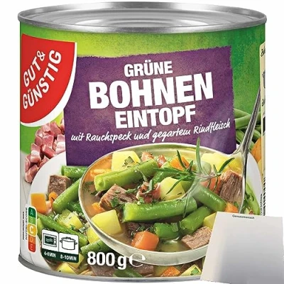 Abbildung von Gut&amp;Günstig Grüne Bohneneintopf mit Rauchspeck und Rindfleisch (800g Dose) + usy Block