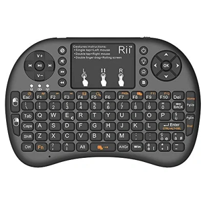 Abbildung von Rii, Mini i8+, Wireless Tastatur mit Mouse Touchpad und Hintergrundbeleuchtung für Smart TV, PC, HTPC, Konsole, Computer (italienisches Layout) i8+ (NERO)
