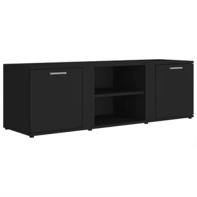 Abbildung von vidaXL TV Board in Schwarz mit 2 Türen und Fächern (LxBxH: 120x34x37 cm)