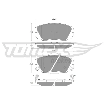 Abbildung von TOMEX brakes TX 16 33 Bremsbelagsatz Vorderachse mit akustischer Verschleißwarnung OPEL: Insignia A Sports Tourer, Schrägheck