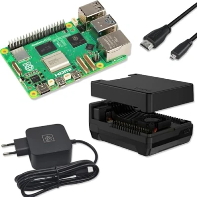 Abbildung von Raspberry Pi 5 8GB Profi Kit Argon Neo M.2 NVMe PCIe Gehäuse USB C 27W Netzteil Micro HDMI Kabel RAM