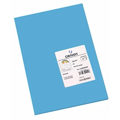 Abbildung von Canson 200040200 Iris Vivaldi glattes, farbiges Papier, A3, primärblau 21