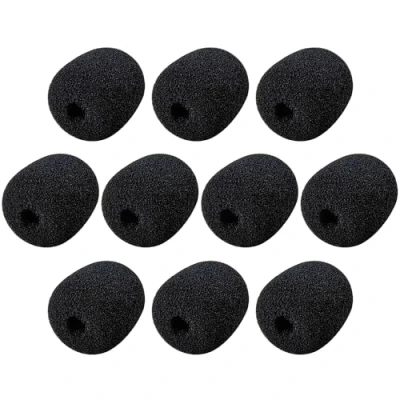 Abbildung von 10 Stück Headset Mikrofon Schaumstoffabdeckungen, Schaum Abdeckung, Windschutzscheibe Schutz Geräuschfilter Mini Schwarz