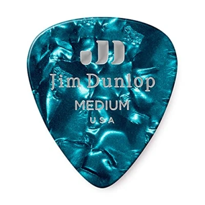 Abbildung von JIM DUNLOP Plektrum Genuine Celluloid Classic, 12 Stück, Perlentürkis, Medium