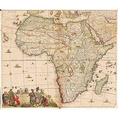 Abbildung von Historische Karte: Afrika 1698 (Plano): Totius Africae Accuratissima Tabula: Titel: Tabula Authore I. Danckerts