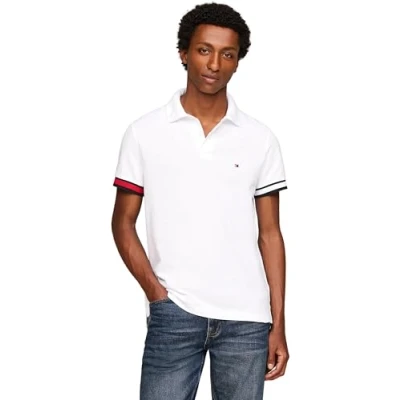 Abbildung von Tommy Hilfiger Herren Poloshirt Kurzarm Slim Fit, Weiß (White), S