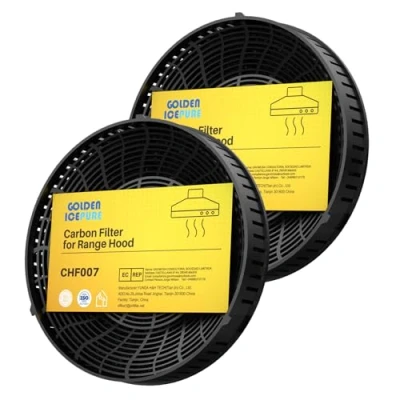 Abbildung von GOLDEN ICEPURE Aktivkohlefilter Dunstabzugshaube Kompatibel mit elica cfc0140343, cfc0038668 AEG 4055171138 4055217501 Bauknecht Whirlpool 48400008824, 173mm, 2 stück