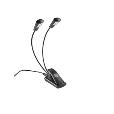 Abbildung von K&amp;M 12245 Notenpultleuchte Double4 LED FlexLight Schwarz Befestigung per Clip 2 flexible Schwanenhälse, x 1700 Lux
