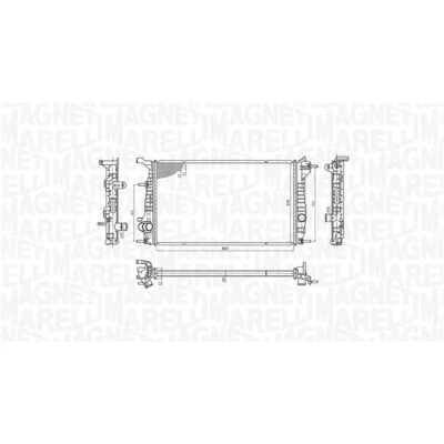 Abbildung von MAGNETI MARELLI 350213200600 Kühler, Motorkühlung 654 378 34 Kühlrippen mechanisch gefügt RENAULT: MEGANE 3 Schrägheck, SCENIC 3, Grandtour