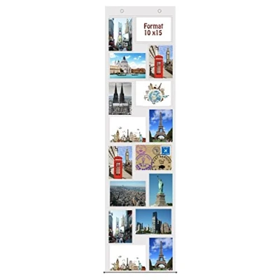 Abbildung von trendfinding Bilderrahmen Collage Fotovorhang mit Ösen für 16 Fotos im Hoch und Querformat 10x15 cm, Bilder (1 St), Quer Hochformat