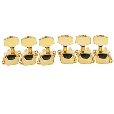 Abbildung von Musiclily 3L3R Semi Closed Gitarren Mechaniken Stimmwirbel Tuners für E Gitarre oder Folk Akustikgitarre, Gold