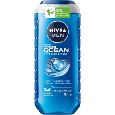 Abbildung von NIVEA MEN Fresh Ocean Duschgel (250 ml), revitalisierende Pflegedusche mit ozeanfrischem Duft, Männer Meeresmineralien für Körper, Gesicht und Haar