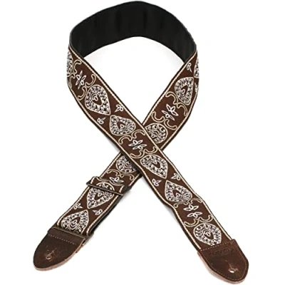 Abbildung von Levy&#039;s Leathers M8HTV 24 Gitarrengurt im Vintage Stil, Hootenanny, Jacquardgewebe, mit Lederrückseite, 5,1 cm
