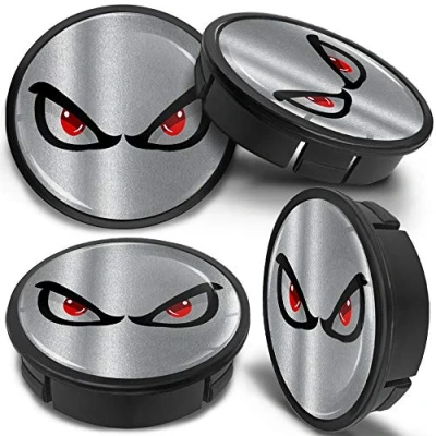 Abbildung von SkinoEu 4 x 60mm Universal Schwarz Silber Augen No Fear Alufelgen Nabenkappen Felgen Kappen Felgendeckel Radkappen Radnabendeckel Nabendeckel Felgenkappen CX 8