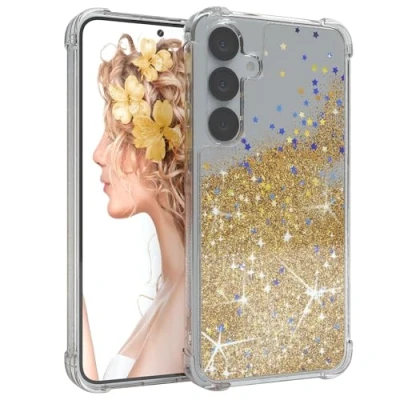 Abbildung von EAZY Case Glitzer Hülle kompatibel mit Galaxy S25 Plus Handyhülle für Silikon leichtes Shiny Cover stoßfestes Phone als Fallschutz in Liquid Gold