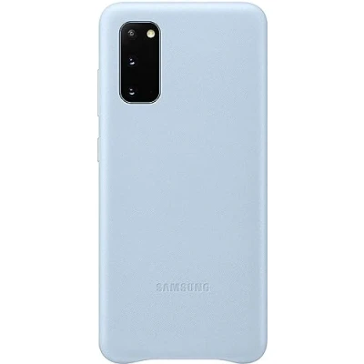 Abbildung von Samsung Leather Smartphone Cover EF VG980 für Galaxy S20 5G Handy Hülle, echtes Leder, Schutz Case, stoßfest, premium, blau