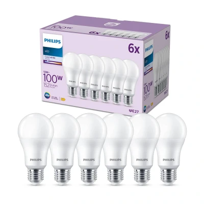 Abbildung von Philips Classic LED E27 Lampe, 100W, matt, neutralweiß, nicht dimmbar, 6er Pack