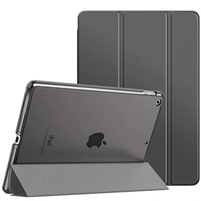 Abbildung von MoKo Schützhülle Kompatibel mit Neu iPad 9. / 8. 7. Generation (2021/2020/2019), Tablethülle Ständer Matt Rückseite Auto Schlaf/Aufwach Funktion für 10,2 Zoll, Space Grau