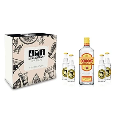 Abbildung von Gordons Gin Tonic Set/Geschenkset London Dry 0,7l 700ml (37,5% Vol.) + 4x Thomas Henry Water 200ml Inkl. Pfand MEHRWEG