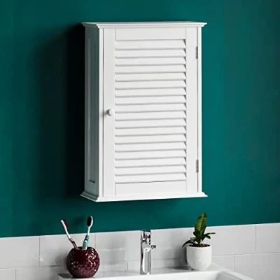 Abbildung von Bath Vida Badezimmerschrank, 1 Tür, Holz, weiß
