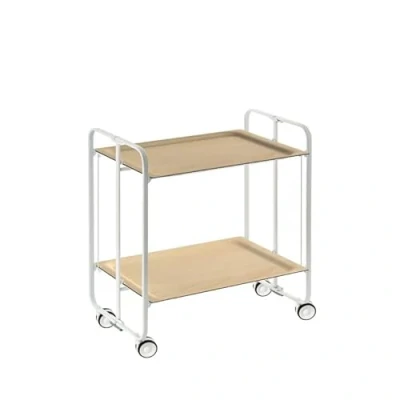 Abbildung von DON HIERRO Servierwagen weiß, klappbar, 2 Böden. Rollwagen Bauhaus Buche
