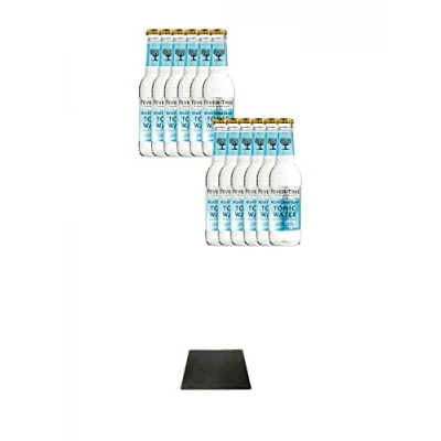 Abbildung von Fever Tree Mediterranean Tonic Water 12 x 0,2 Liter + Käseplatten 1 er Set 22 16 aus Schiefer für Dinnerpartys und Veranstaltungen