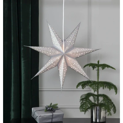 Abbildung von STAR TRADING LED Stern Papierstern Weihnachtsstern Leuchtstern hängend 7 zackig 60cm silber