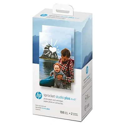 Abbildung von HP Sprocket Studio Plus 10,2 x 15,2 cm Fotopapier und Patronen (inkl. 108 Blatt 2 Patronen) Nur kompatibel mit Drucker