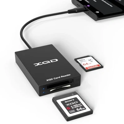 Abbildung von XQD Kartenleser USB C, 2 in 1 XQD/SD Card Reader, 5Gpbs Speicherkartenadapter für Sony G/M Serie, Lexar 2933x/1400x Mark Karte, SD Karte kompatibel mit iPhone 16 15 iPad Windows Mac OS Android