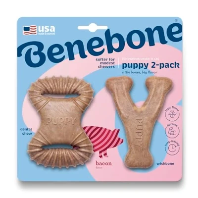 Abbildung von Benebone Stofftierknochen für Welpen, 2er Pack, geeignet mäßiges Kauen