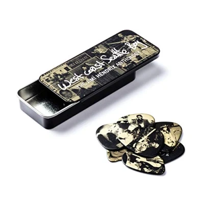 Abbildung von JIM DUNLOP Plektrum Jimi Hendrix, West Coast Boy, Stark, Schachtel aus Metall mit 6 Stück