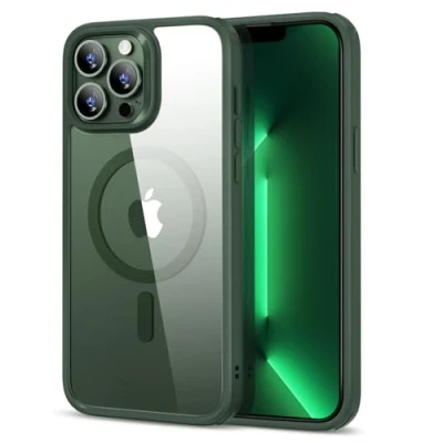 Abbildung von ESR für iPhone 13 Pro Hülle, Kompatibel mit MagSafe HaloLock, Hybrid Magnetisches Kabelloses Laden, Militärnorm Schutz, Kratzresistente Rückseite, Klar Grün