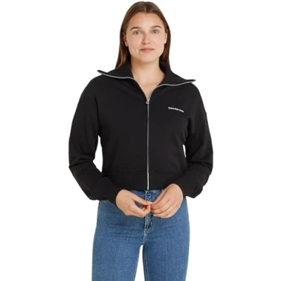 Abbildung von Calvin Klein Jeans Diffused Monologo ZIP Through Sweatjacke, Damen, Größe: Small, Black