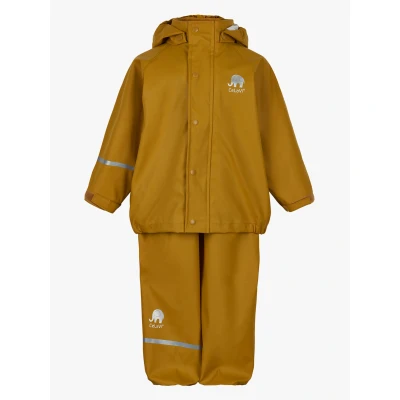 Abbildung von Celavi Basic Rainwear Unisex SET Regenhose für Kinder, Größe: 128, Buckthorn brown