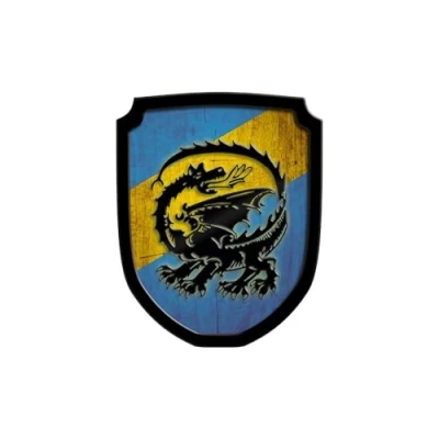 Abbildung von Wappenschild Drache, blau