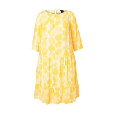 Abbildung von Ulla Popken DOT Print Flounce Panel Freizeitkleid, Damen, Größe: 50/52, Snow white