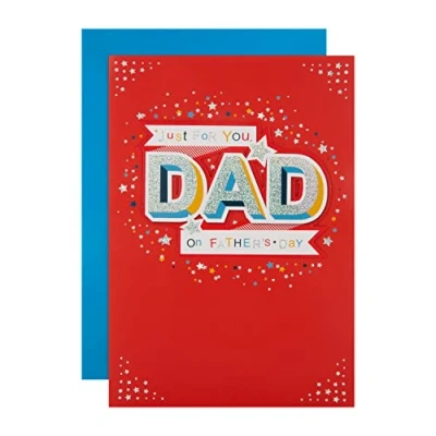 Abbildung von Hallmark Vatertagskarte für Papa, kräftiges Design, Sterne, rot, holografische Folie