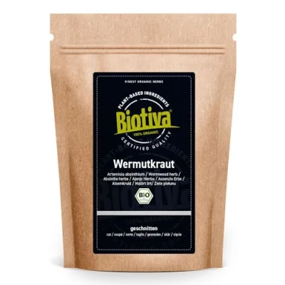 Abbildung von Wermutkraut Tee Bio 250g Wermuttee Artemisia Absinthium 100% pur Abgefüllt und kontrolliert in Deutschland Biotiva