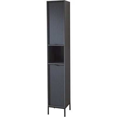 Abbildung von Stella Trading Badezimmer Hochschrank in Grau matt Badezimmerschrank Bad Schrank mit viel Stauraum 32 x 195 cm (B/H/T)