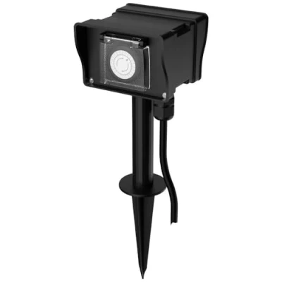 Abbildung von ANSMANN Outdoor Zeitschaltuhr AES8, mechanischer 24 Stunden Timer wiederholt täglich die eingestellte Zeit, max. 16A / 3680W, IP44, ideal für deinen Rasen oder Beet im Garten, Hof, Balkon, Terrasse