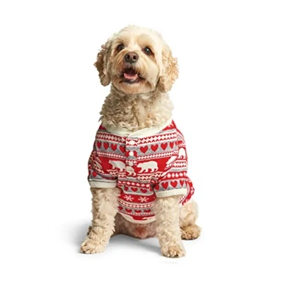 Abbildung von Hatley Damen Moose Family Pyjamas Zweiteiliger Schlafanzug, Rot (Dog Pyjama Bear Fair Isle 600), X Small