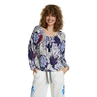 Abbildung von Desigual Damen Verona Bluse, Blau (Navy 5000), Small (Herstellergröße: S)