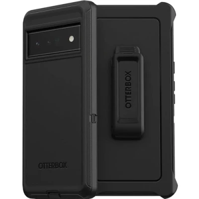 Abbildung von OtterBox Pixel 6 Pro Defender Series Schutzhülle Schwarz, robust und langlebig, mit Port Schutz, inklusive Holster Clip Ständer